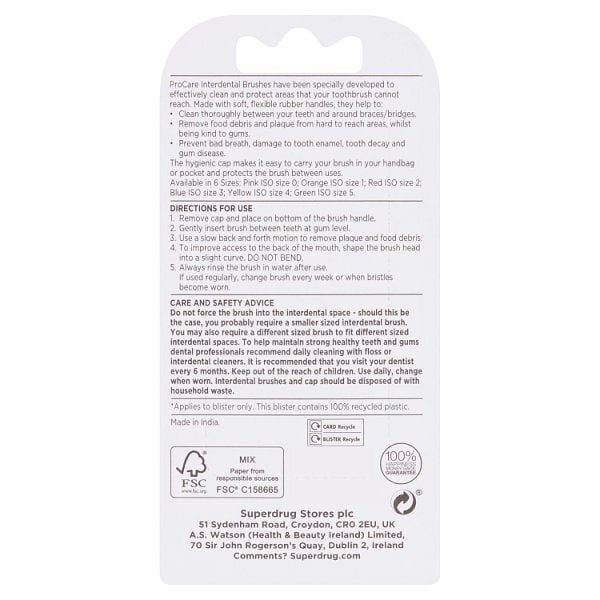 Pro Care Interdental Brushes Green 0.8Mm X6
