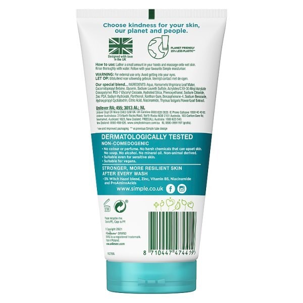 Simple Daily Skin Detox Purifying Facial Wash 150Ml