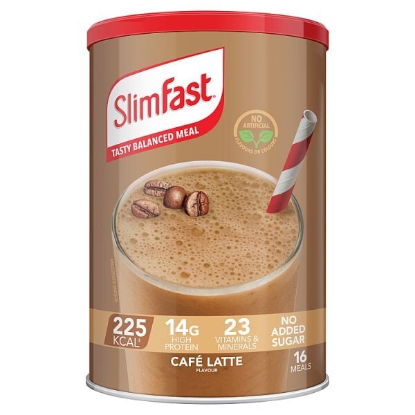 SlimFast Meal Replacement Shake for Weight Loss & Balanced Diet, Vitamins and Minerals, Low Calorie, High Protein, Café Latte Flavour, 16 servings, 584 g, Packaging May Vary