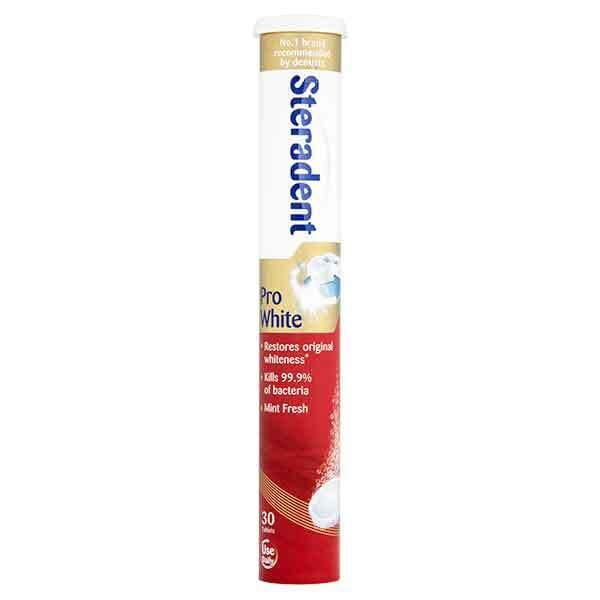 Steradent Pro White Denture Cleaner Mint Fresh Tablets 30S