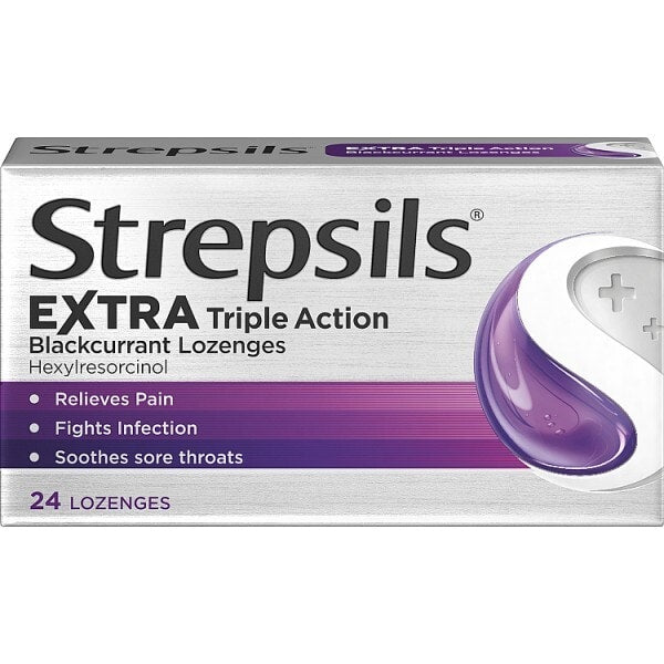 Strepsils Extra Blackcurrant Sore Throat Lozenges 24S