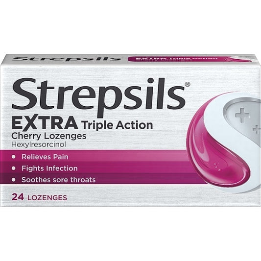 Strepsils Extra Cherry Throat & Pain Relief Lozenges 24S
