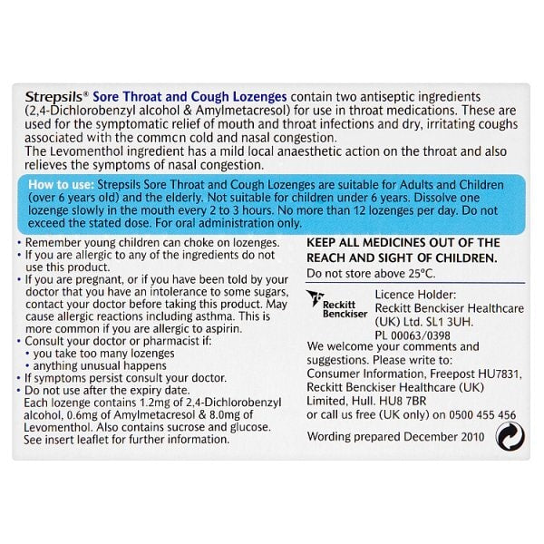 Strepsils Sore Throat & Cough Lozenges 24S