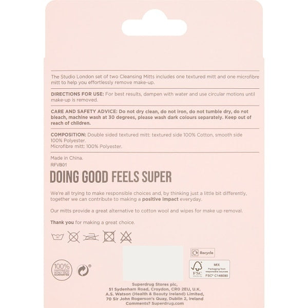 Studio London Cleansing Mitts 2Pk
