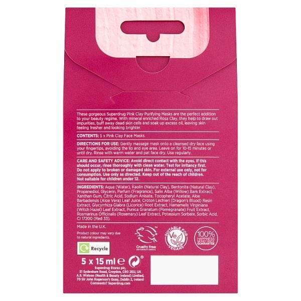 Pink Clay Face Mask 15Ml 5 Pack