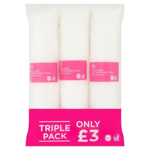 100% Pure Cotton Wool Pads - Triple Pack 100X3