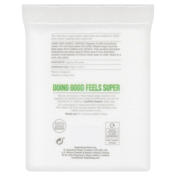 My Little Star 100% Pure Cotton Wool Pads - 50 Large Pads