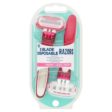 Female Five Blade Disposable Razors X3