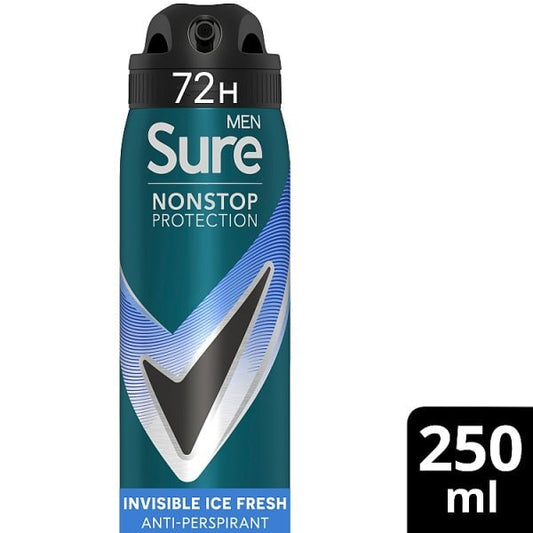 Sure Men Antiperspirant Deo Aerosol Nonstop Invis Ice 250Ml