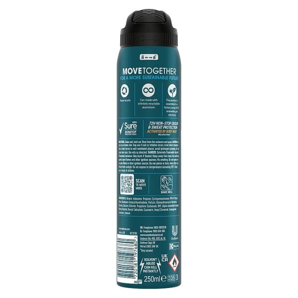 Sure Men Antiperspirant Deo Aerosol Nonstop Invis Ice 250Ml