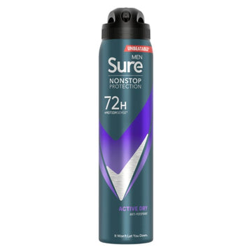 Sure Men Antiperspirant Deo Aerosol Nonstop Active Dry 250Ml