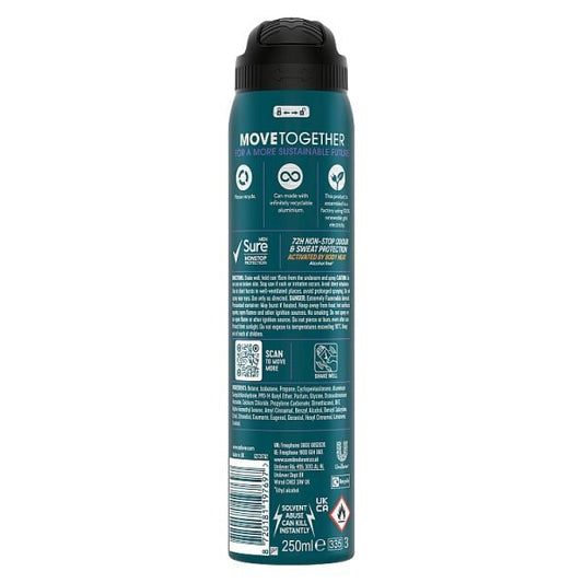 Sure Men Antiperspirant Deo Aerosol Nonstop Active Dry 250Ml