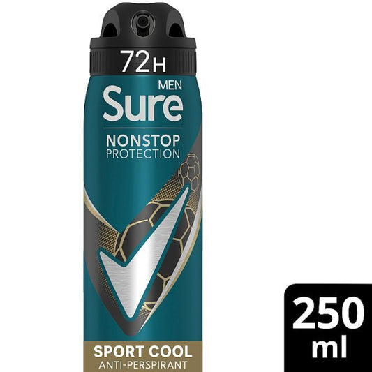 Sure Men Antiperspirant Deo Aerosol Nonstop Sport Cool 250Ml