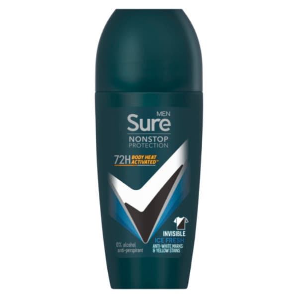 Sure Men Antiperspirant Deo Roll On Nonstop Invis Ice 50Ml