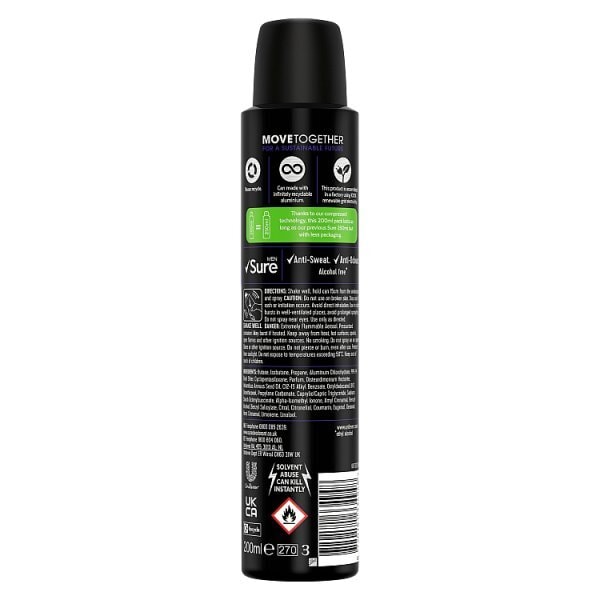 Sure Men Antiperspirant Deo Aerosol Essential Active 200Ml