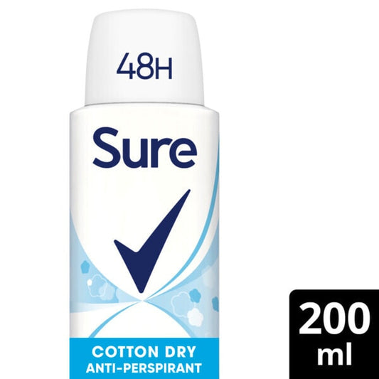 Sure Antiperspirant Deo Aerosol Essential Cotton Dry 200Ml