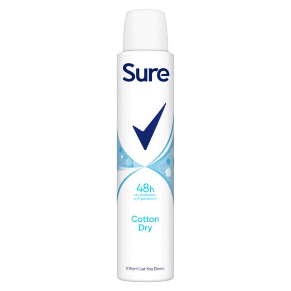 Sure Antiperspirant Deo Aerosol Essential Cotton Dry 200Ml