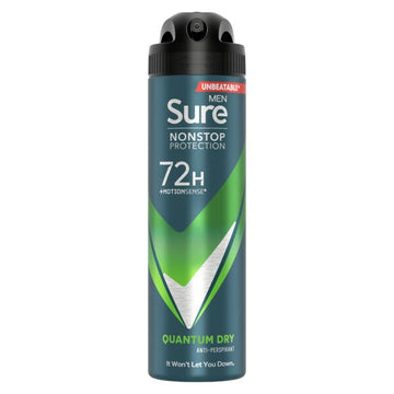 Sure Men Antiperspirant Deo Aerosol Nonstop Quantum 150Ml