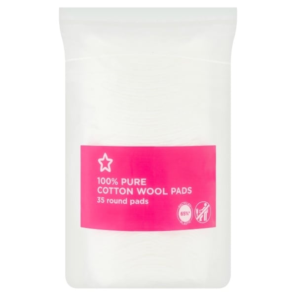 100% Pure Cotton Wool Pads - 35 Round Pads