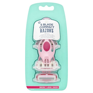 Female 5 Blade Compact Disposable Razor X 3