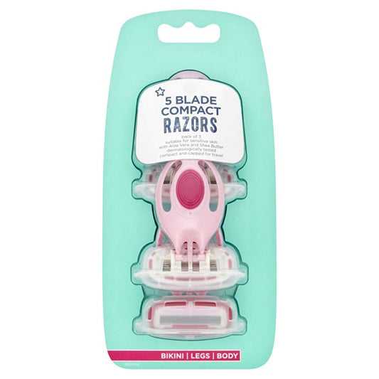 Female 5 Blade Compact Disposable Razor X 3