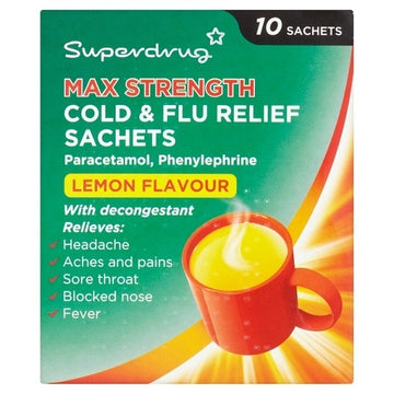 Max Strength Lemon Flavour Cold & Flu Sachets X 10