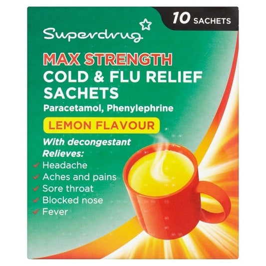 Max Strength Lemon Flavour Cold & Flu Sachets X 10