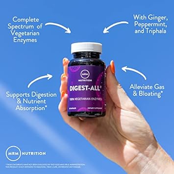 MRM Nutrition Digest-All ® | Digestive Enzymes | Improved Digestion and Absorption | Lactase + Amylase + Lipase| May Help with Bloating and Gas| 100% Vegetarian | Gluten-Free | 50 Servings