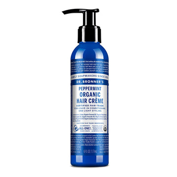 Dr. Bronner's - Organic Hair Crème (Peppermint, 6 Ounce) - Leave-In Conditioner and Styling Cream, Made with Organic Oils, Hair Cream Supports Shine and Strength, Nourishes Scalp, Non-GMO