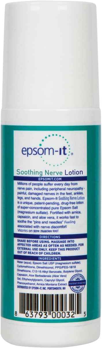 Epsom-It Soothing Nerve Lotion & Nerve Rollerball - Epsom Salt Magnesium Lotion, Topical Magnesium Cream With Capsaicin & Arnica To Provide Comfort For Legs, Knee And Feet, 8.0 Oz