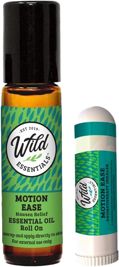 Motion Ease Nasal Inhaler And Roll On Essential Oils, 2 Piece Set, Relief For Motion Sickness, Sea Sickness, Car Sickness, Nausea And Vomiting, Dizziness