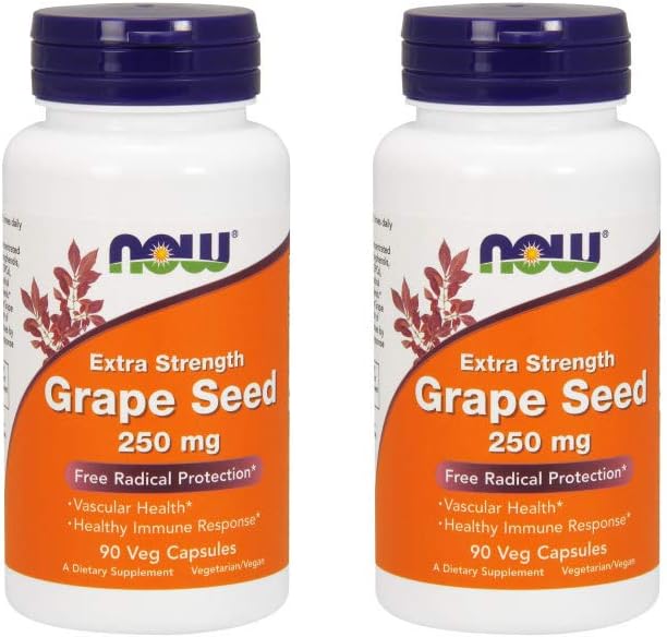 NOW Foods Grape Seed Extract 250mg, 90 Vcaps - (Pack of 2)