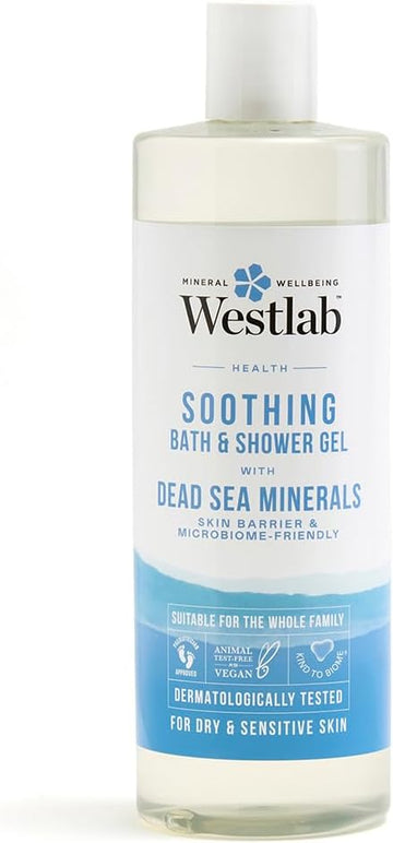 Westlab Dead Sea Salt Bath & Shower Gel 500Ml - 95% Naturally Derived Ingredients - For Dry & Sensitive Skin - Skin Barrier And Microbiome-Friendly