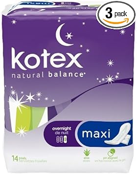 U by Kotex Maxi Pads, Overnight, Unscented 14 each (Pack of 3) : Health & Household