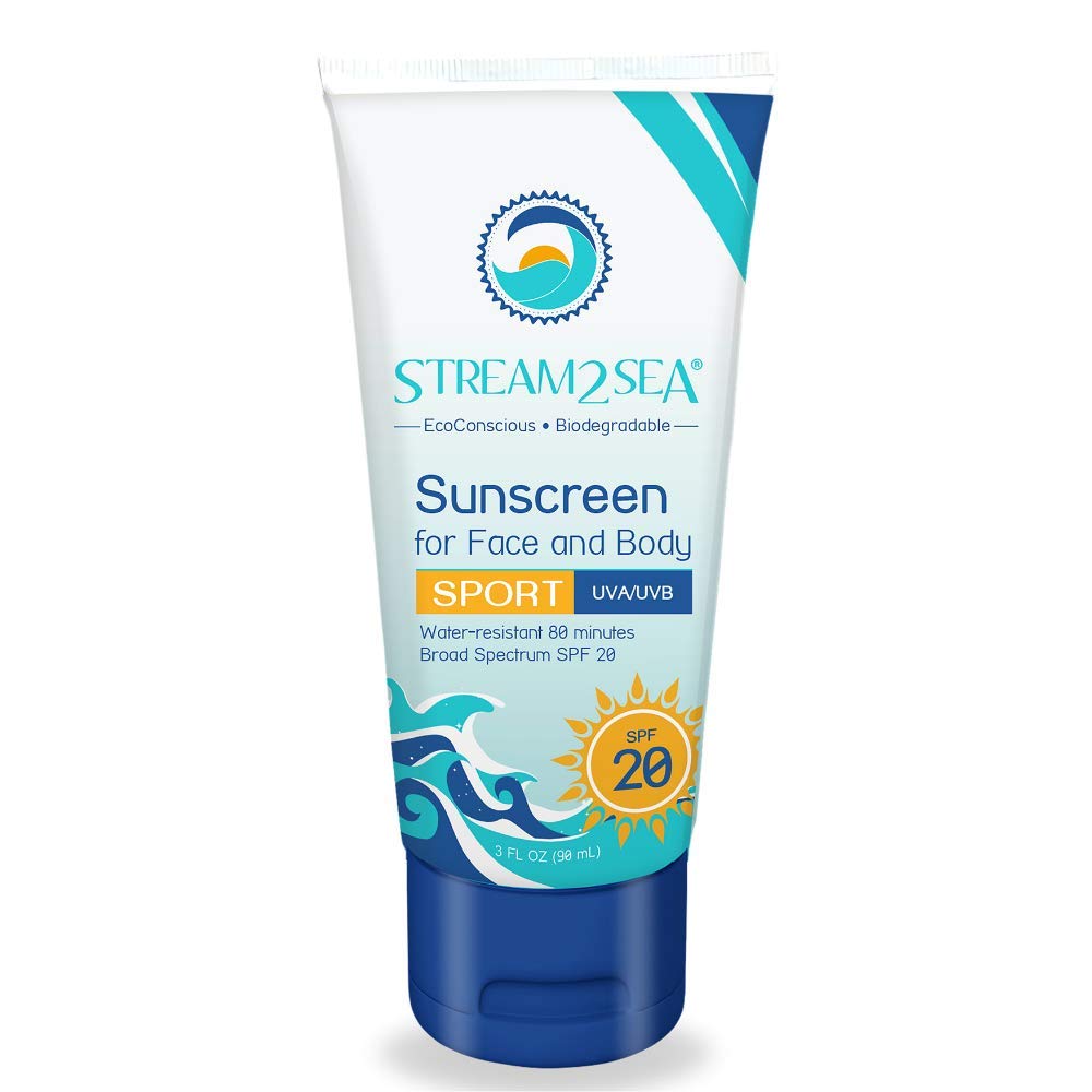 STREAM 2 SEA SPF 20 Mineral Sunscreen Biodegradable and Reef Safe Sunscreen, 3 Fl oz Paraben Free Non Greasy and Moisturizing Mineral Sunscreen For Face and Body Protection Against UVA and UVB