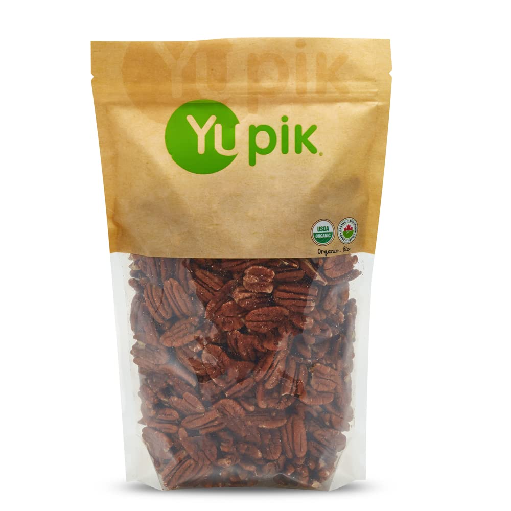 Yupik Organic Raw Pecans, 2.2 Lb, Kosher, Gluten-Free, Non-Gmo, Vegan, Raw Nuts, Unsalted, Unroasted, Oil-Free, Crunchy, Source Of Fiber, Healthy Snacks, Ideal For Baking & Cooking