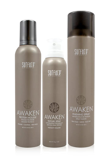 Surface Hair Awaken Styling Trio: Awaken Mousse And Texture Spray Plus Awaken Finishing Spray