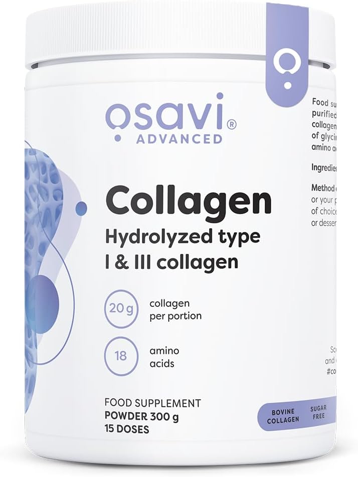 Osavi Collagen Peptides, Hydrolyzed Type 1 & 3 – Powder 300G | 20G Collagen Per Serving | 18 Amino Acids, Including Glycine, Proline | Supports Muscles And Bones | Neutral Taste | Easily Soluble