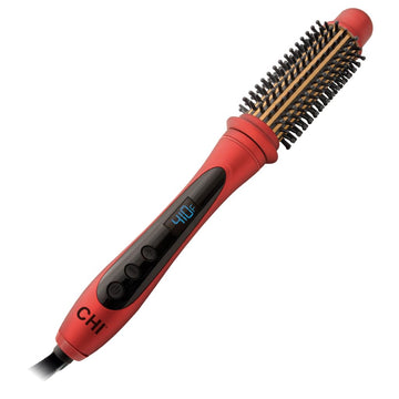 CHI Tourmaline Ceramic Series Heated Round Brush, Reduces Frizz & Adds Shine To Hair, Adjustable Temperature & Automatic Shut-Off, 1.25" Barrel, Ruby Red