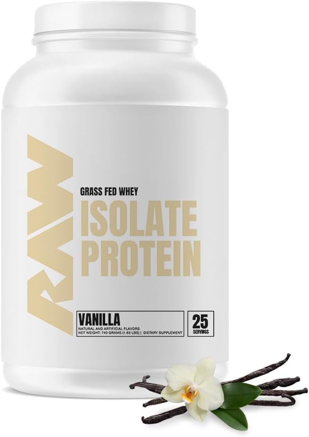 RAW Whey Isolate Protein Powder, Vanilla (CBUM Itholate) - 100% Grass-Fed Sports Nutrition Powder for Muscle Growth & Recovery - Low-Fat, Low Carb, Naturally Flavored - 25 Servings
