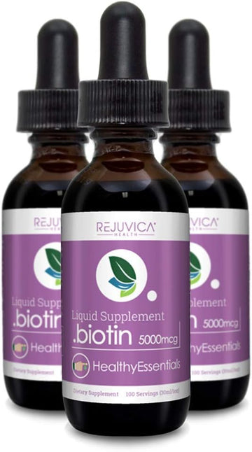 Essential Biotin For Healthy Hair, Skin, And Nails | Convenient Liquid Dropper Absorbs Fast & Tastes Great 3-Pack