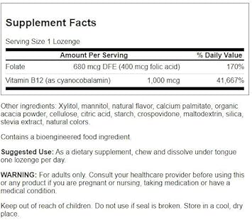 Swanson Vitamin B-12 With Folic Acid 60 Tabs