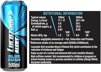 Lucozade Alert Energy Drink Blue Rush 500Ml (Pack Of 12)