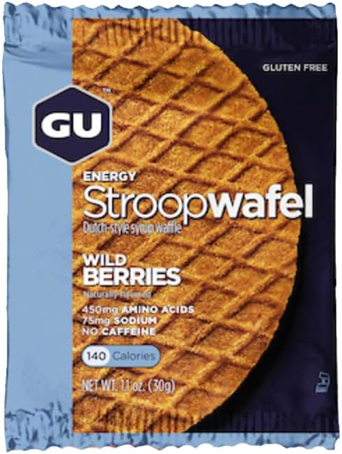 Gu Energy Stroopwafel Wild Berry Sports Nutrition Waffle, Caffeine-Free, Gluten-Free, And Kosher Dairy On-The-Go Energy For Any Workout, 16 Count