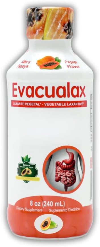 EVACUALAX Liquido Papaya -LAXANTE Vegetal 100% Natural 8oz | Natural Laxative | Constipation Relief | Stool Softener | Intestinal Regularity | Senna Leaves (Papaya)