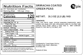 Yupik Green Peas, Sriracha Coated, 2.2 Lb, Crunchy Snack, Pack Of 1