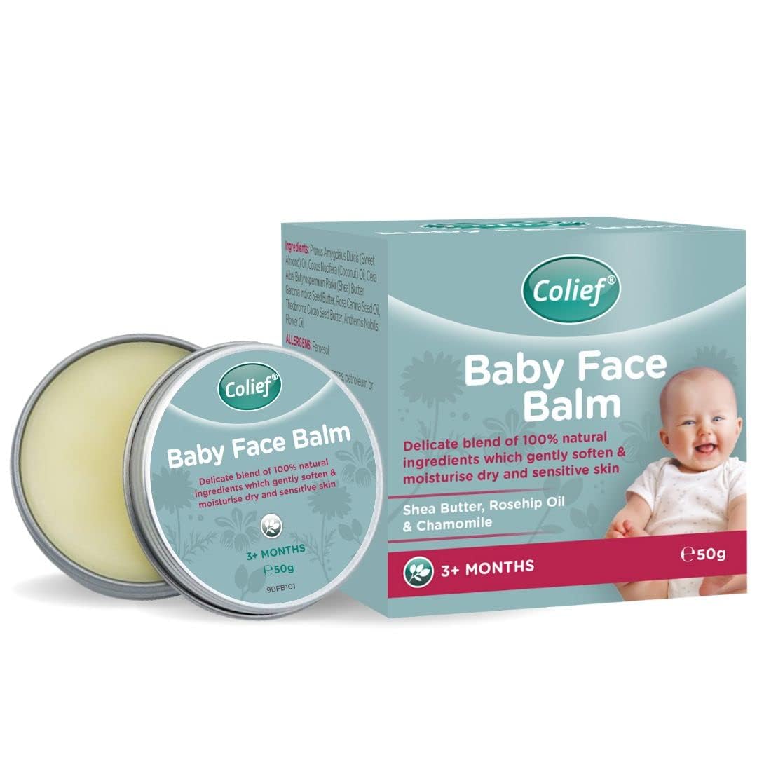 Colief New Baby Face Balm | 100% Natural Ingredients | Gently Soften & Moisturize Baby's Dry Skin | Contains Shea Butter, Chamomile, Rosehip Oil, Coconut Oil | Suitable For Babies 3+ Months | 1.76 oz