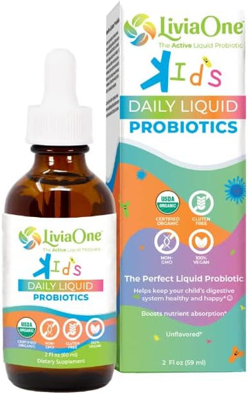 Daily Liquid Probiotics for Kids, Probiotic Supplement for Digestive Health and Immune Support, USDA-Certified Organic, Vegan, and Allergen-Free, Non-GMO Probiotics, 2 Fl Oz (Pack of 1)