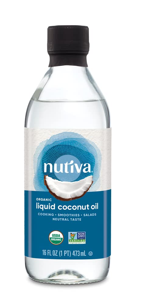 Nutiva Organic Liquid Fractionated Coconut Oil, 16 Ounces - Usda Organic, Non-Gmo, Non-Bpa, Vegan, Keto, Paleo, Use For Cooking Or Moisturizer For Skin, Massage And Hair