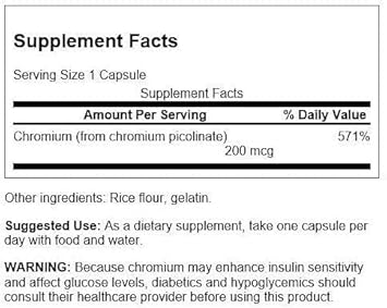 Swanson Chromium Picolinate 200Mcg (100 Capsules)